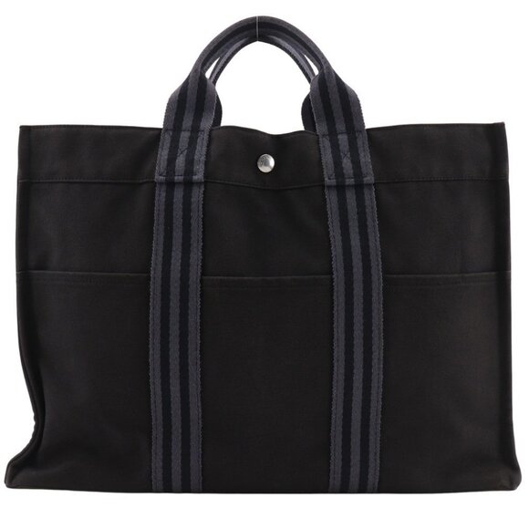 HERMES Fourre ToutMM Handbag Tote Bag black Cotton canvas unisex - Picture 1 of 14